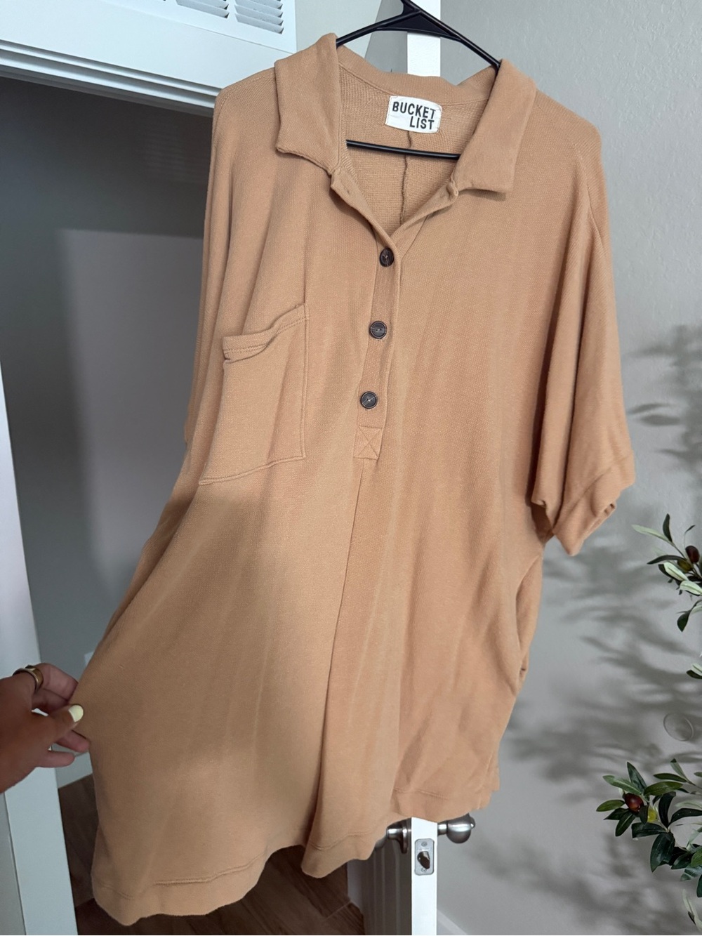 BUCKETLIST Women's Camel Short-Sleeve Polo Tunic